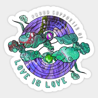 Proud Supporter of Love is Love Rainbows - Purple & Teal Sticker
